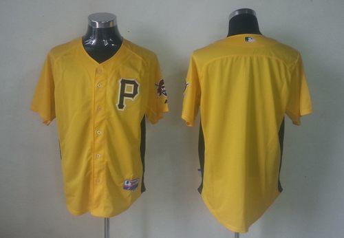 Pirates Blank Yellow Cool Base Stitched MLB Jersey - Click Image to Close